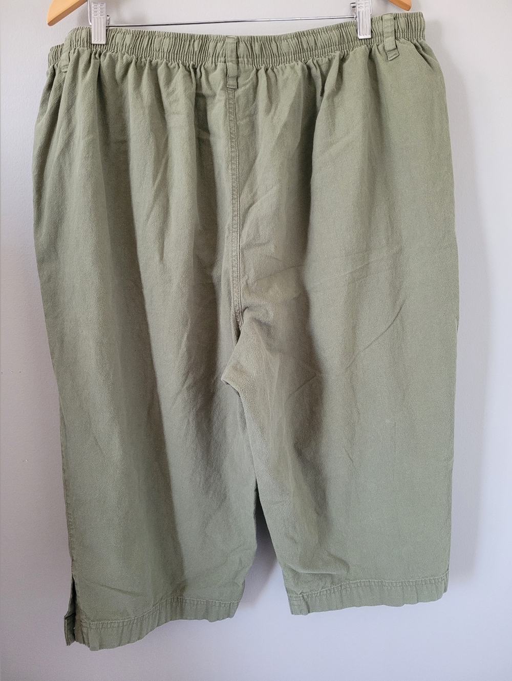 Karen Scott 100% Cotton Olive Green Cropped Drawstring Pants 2X - Picture 9 of 10